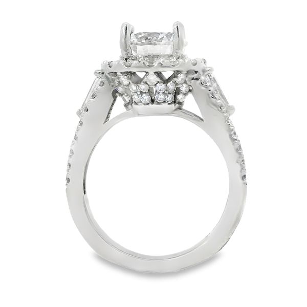 14K White Gold Round Halo 1.79 CTW Diamond Semi-Mount Engagement Ring Image 3 Van Adams Jewelers Snellville, GA