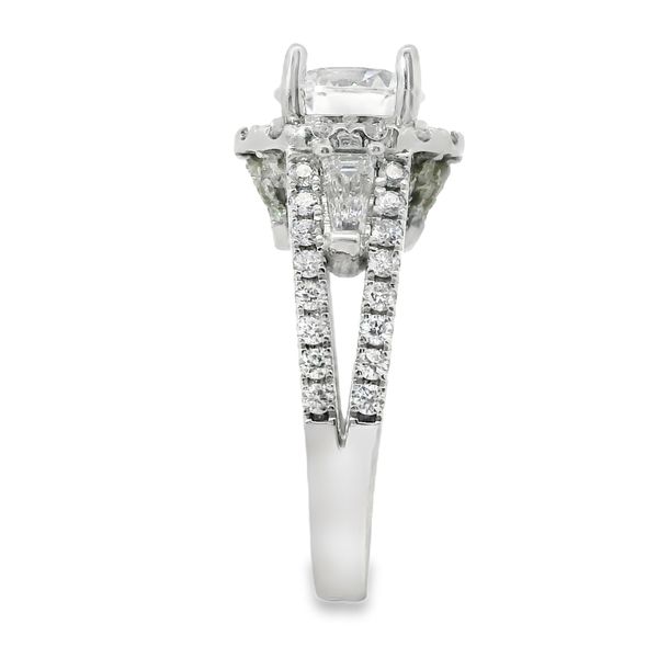 14K White Gold Round Halo 1.79 CTW Diamond Semi-Mount Engagement Ring Image 4 Van Adams Jewelers Snellville, GA
