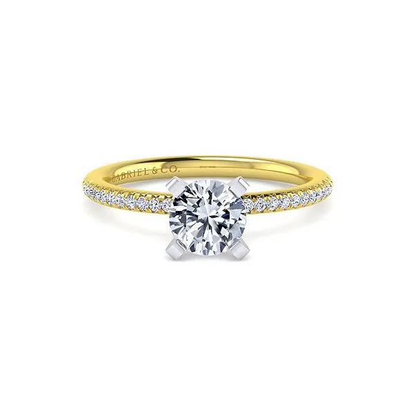 14K White-Yellow Gold Round Diamond Engagement Ring Setting Van Adams Jewelers Snellville, GA