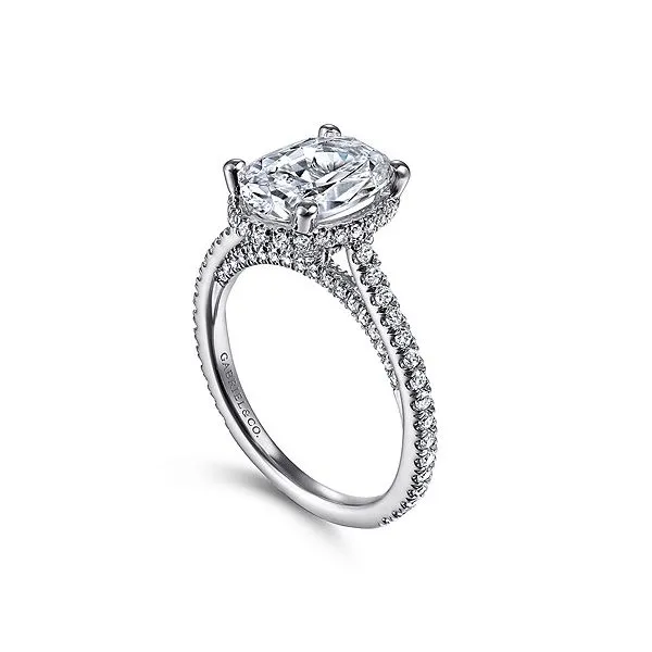 18K White Gold Hidden Halo Oval Diamond Engagement Ring Image 3 Van Adams Jewelers Snellville, GA