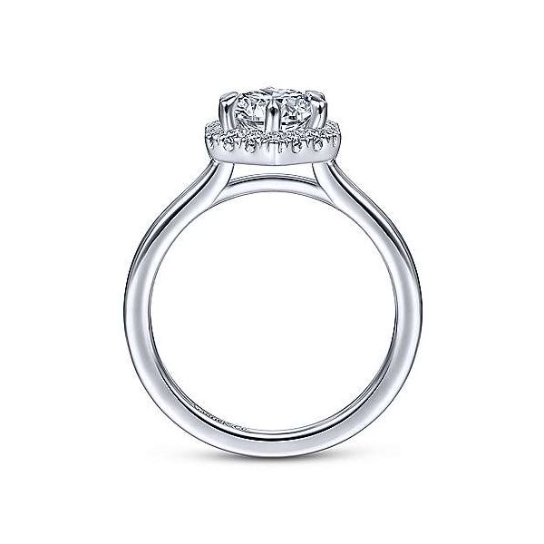 14K White Gold Hexagonal Halo Round Diamond Engagement Ring Image 3 Van Adams Jewelers Snellville, GA