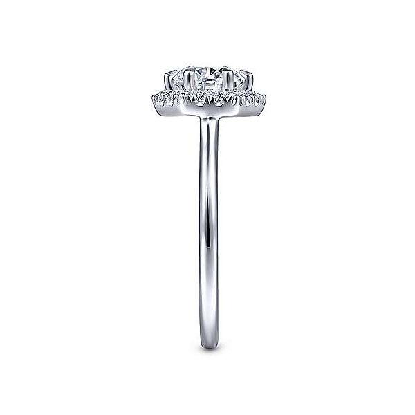 14K White Gold Hexagonal Halo Round Diamond Engagement Ring Image 4 Van Adams Jewelers Snellville, GA