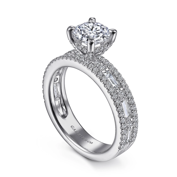 14K White Gold Wide Band Round Diamond Engagement Ring Van Adams Jewelers Snellville, GA