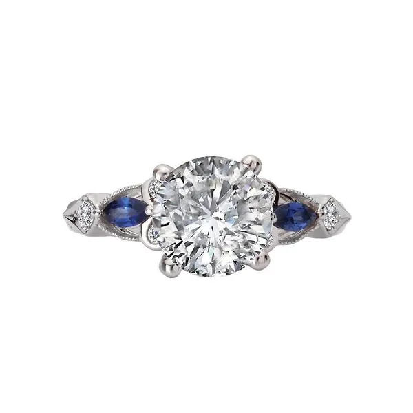 Romance Diamond and Sapphire Semi-Mount Engagement Ring Image 4 Van Adams Jewelers Snellville, GA