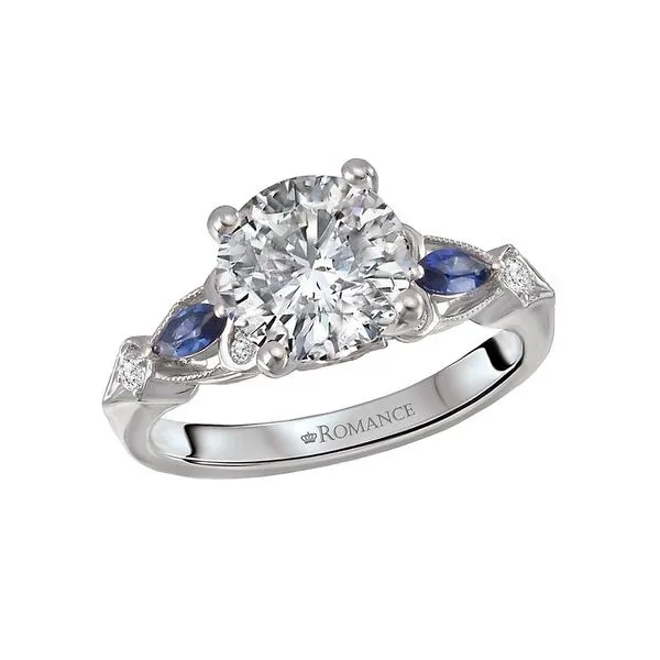 Romance Diamond and Sapphire Semi-Mount Engagement Ring Van Adams Jewelers Snellville, GA