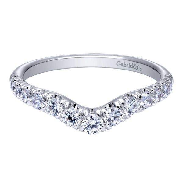 Curved 14K White Gold French Pavé Diamond Wedding Band - 0.47 ct Van Adams Jewelers Snellville, GA