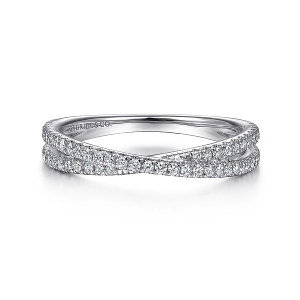 14K White Gold Criss Cross Diamond Stackable Ring Van Adams Jewelers Snellville, GA