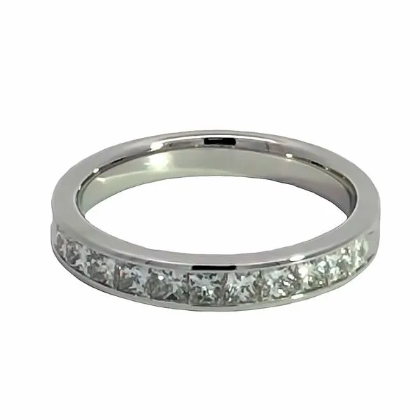 White 14 Karat Wedding Band With 0.75Tw Princess Diamond Van Adams Jewelers Snellville, GA
