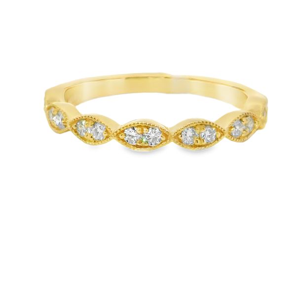 14K Yellow Gold Milgrain Diamond Band Van Adams Jewelers Snellville, GA