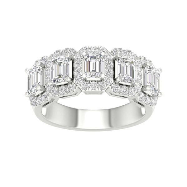 Elegant 5-Stone Halo Ring (Emerald) Image 2 Van Adams Jewelers Snellville, GA