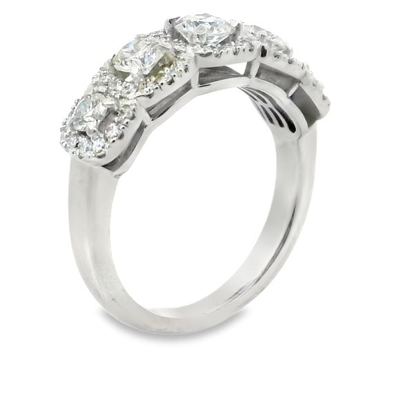 White Gold Halo Round Cut 5 Stone Anniversary Ring Image 2 Van Adams Jewelers Snellville, GA