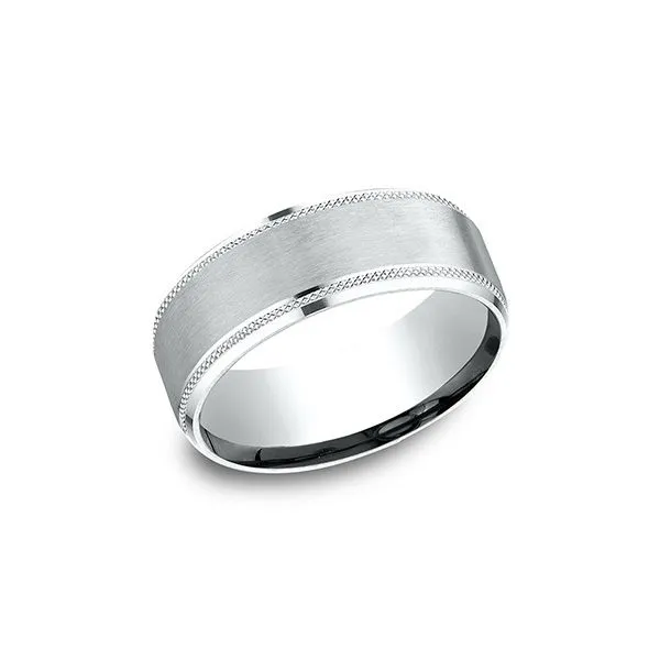 Men's 14K White Gold Engraved Wedding Band Van Adams Jewelers Snellville, GA