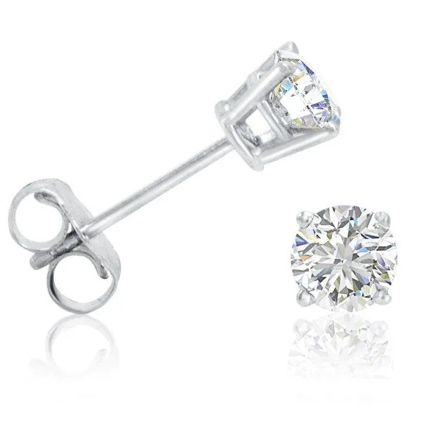 14K White Gold Diamond Stud Earrings Van Adams Jewelers Snellville, GA