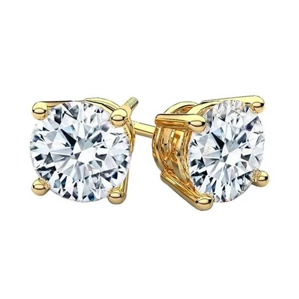 Yellow 14 Karat  Diamond Stud Earrings Van Adams Jewelers Snellville, GA