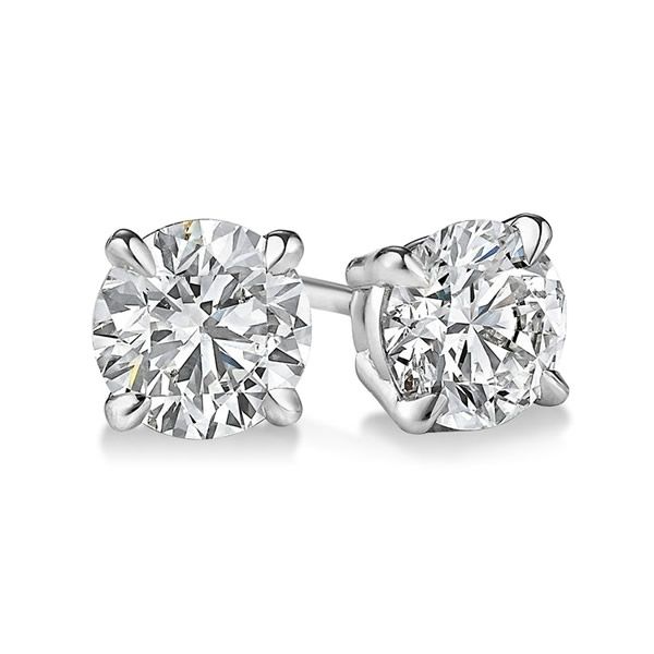 14K White Gold 1.00 CTW Natural Diamond Stud Earrings Van Adams Jewelers Snellville, GA