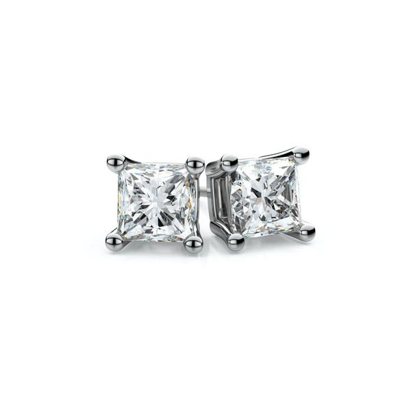 Lady's White 14 Karat Stud Earrings With 2=0.46Tw Princess G/H Si1-Si2 Diamonds Van Adams Jewelers Snellville, GA