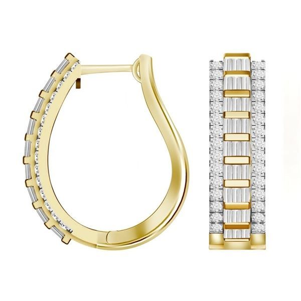 10K Yellow Gold Diamond Huggie Earrings Van Adams Jewelers Snellville, GA
