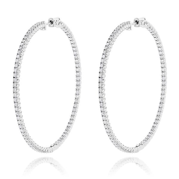 14K White Gold Diamond Hoop Earrings Van Adams Jewelers Snellville, GA