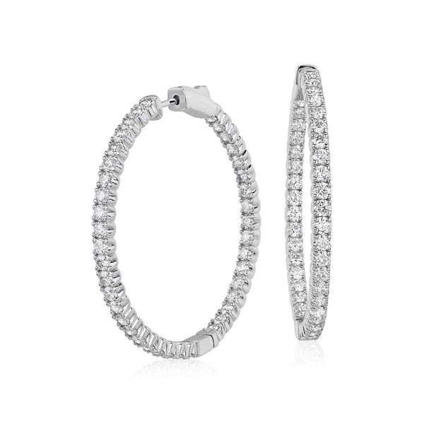 14K White Gold Diamond Hoop Earrings Van Adams Jewelers Snellville, GA