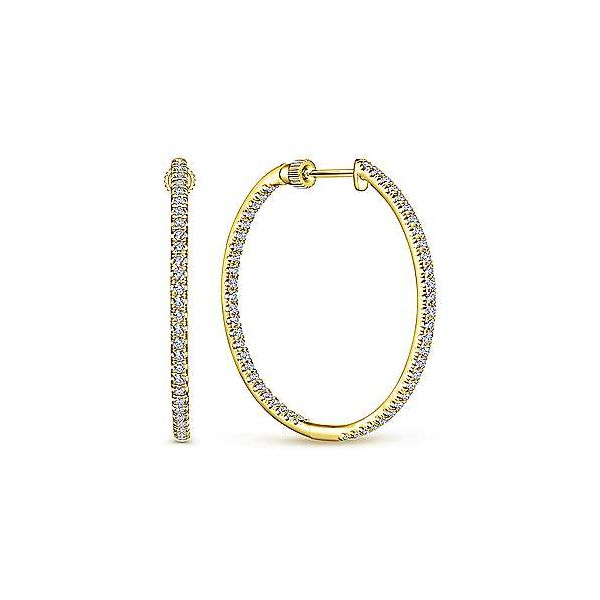 Gabriel & Co. 14K Yellow Gold Diamond Hoop Earrings Van Adams Jewelers Snellville, GA