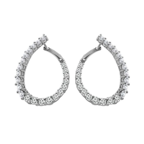 Van Adam's Collection 14K White Gold Diamond Hoop Earrings Van Adams Jewelers Snellville, GA