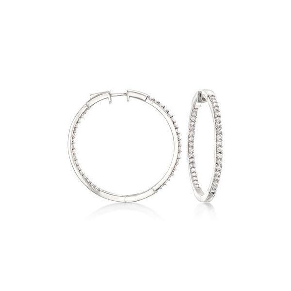 14K White Gold Diamond Hoop Earrings Van Adams Jewelers Snellville, GA