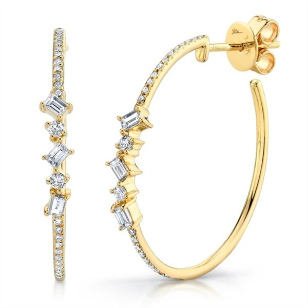 Shy Creation 14K Yellow Gold Diamond Hoop Earrings Van Adams Jewelers Snellville, GA