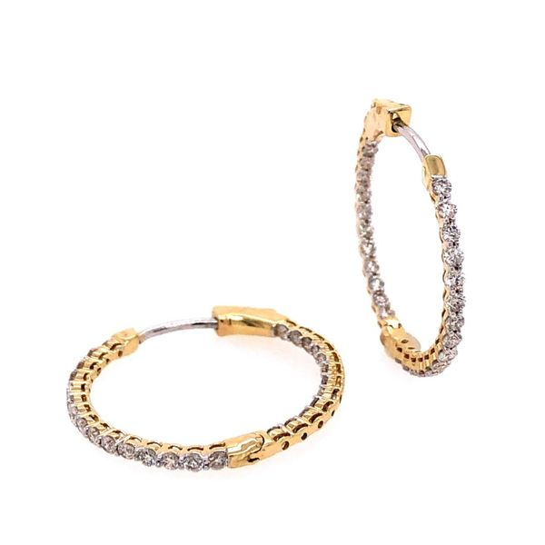 14K Yellow Gold Diamond Hoop Earrings Van Adams Jewelers Snellville, GA