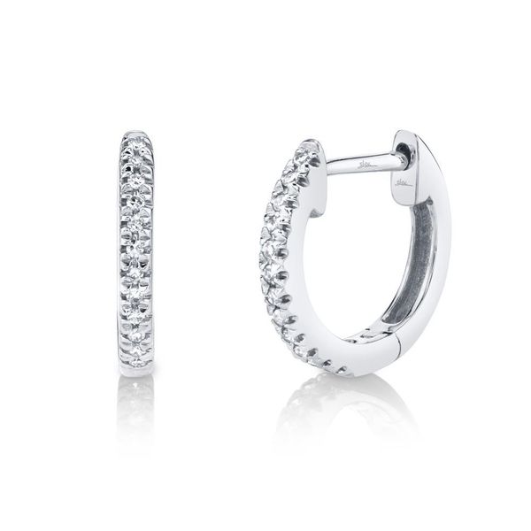 Shy Creation 14K White Gold Diamond Huggie Earrings Van Adams Jewelers Snellville, GA