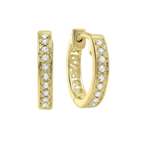 14K Yellow Gold Diamond Hoop Earrings Van Adams Jewelers Snellville, GA