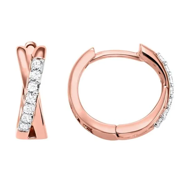 10K White and Rose Gold Huggie earrings Van Adams Jewelers Snellville, GA