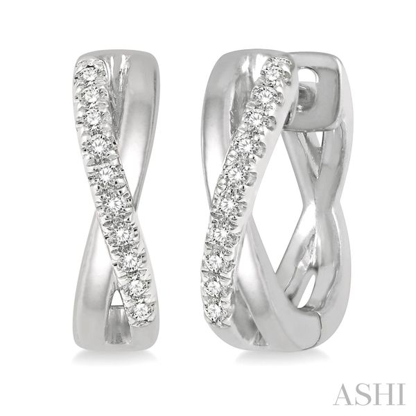 Diamond crossover huggie earrings Van Adams Jewelers Snellville, GA