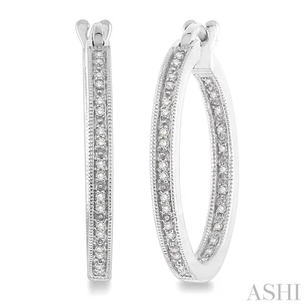 Silver Inside-Out Diamond Hoop Earrings Van Adams Jewelers Snellville, GA