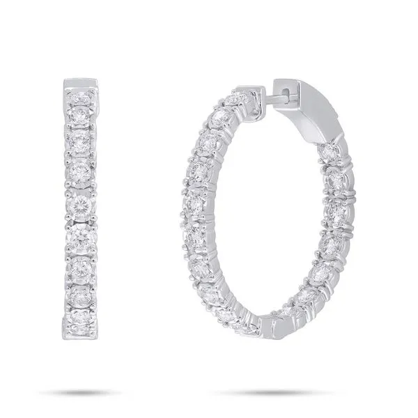 Shy Creation 14K White Gold Inside Out Diamond Huggie Earrings Van Adams Jewelers Snellville, GA