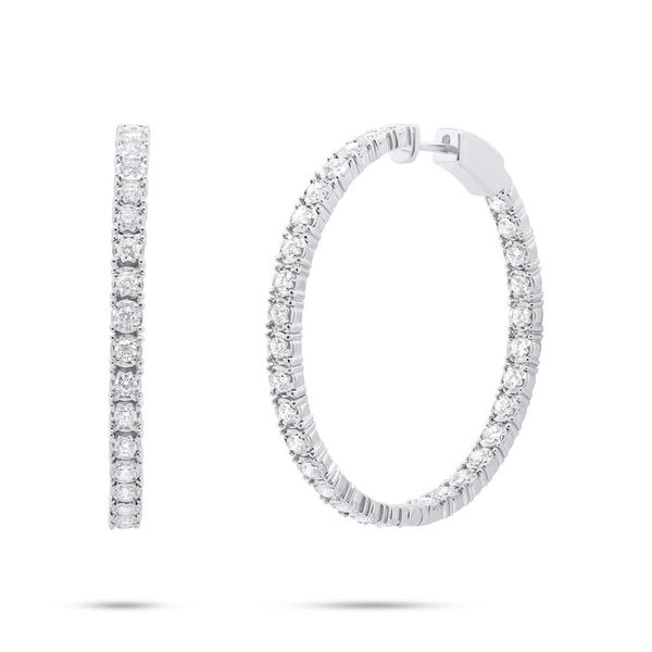 Shy Creation 14K White Gold Inside Out Diamond Hoop Earrings Van Adams Jewelers Snellville, GA