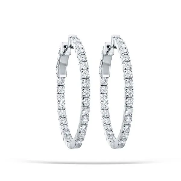 1.05 carat In/Out Diamond Oval Shaped Hoop Earrings Van Adams Jewelers Snellville, GA
