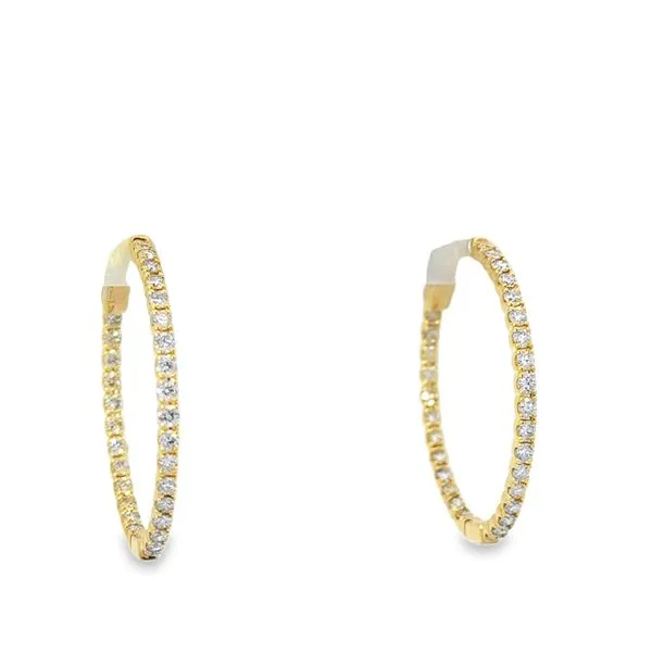Yellow 14 Karat Diamond Hoop Earrings Van Adams Jewelers Snellville, GA