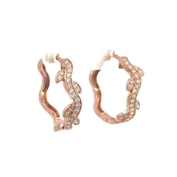 Van Adams Collection Rose Gold Diamond Hoop Earrings Image 2 Van Adams Jewelers Snellville, GA