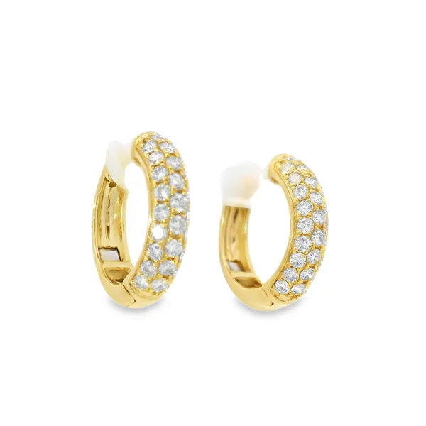 YELLOW GOLD DIAMOND HOOP EARRINGS Image 2 Van Adams Jewelers Snellville, GA