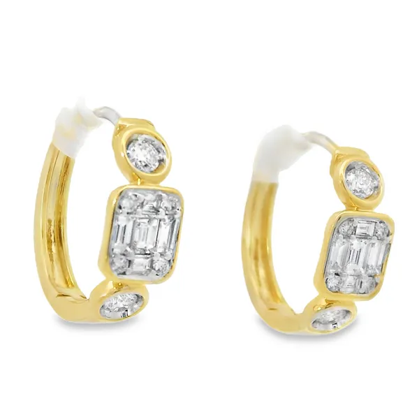 YELLOW GOLD DIAMOND HOOP EARRING Image 2 Van Adams Jewelers Snellville, GA