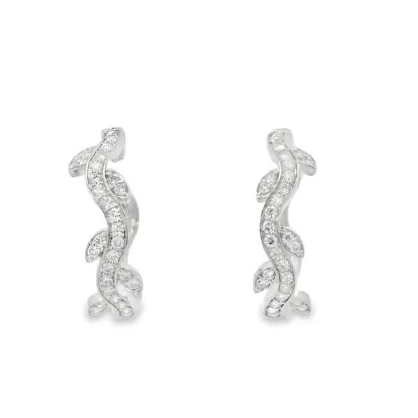 14K White Gold Vine Earrings Image 2 Van Adams Jewelers Snellville, GA