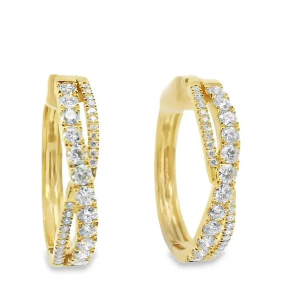 YELLOW 14 KARAT DIAMOND HOOP EARRINGS Image 2 Van Adams Jewelers Snellville, GA