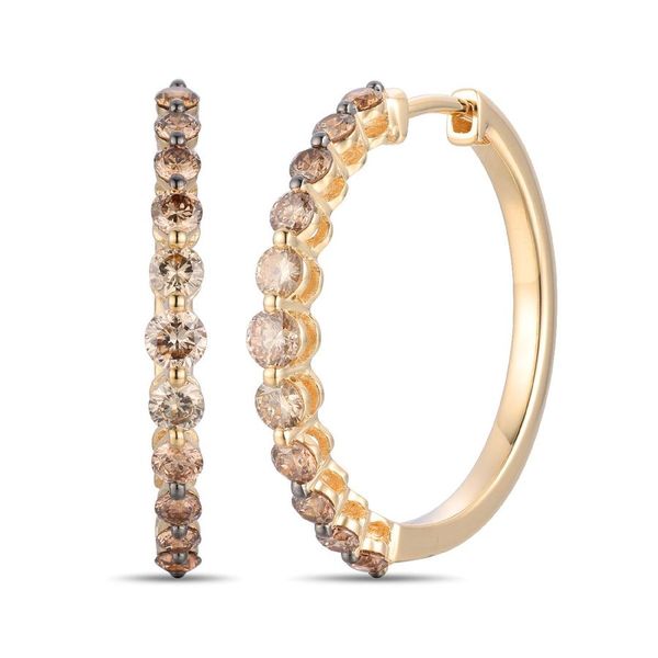 14K HONEY GOLD™HOOP  EARRINGS CHOCOLATE OMBRÉ® DIAMONDS Van Adams Jewelers Snellville, GA