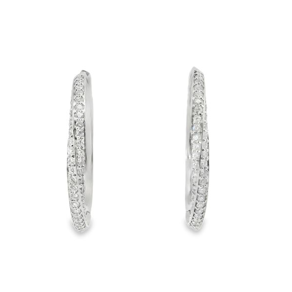 WHITE 14 KARAT MEDIUM HOOP DIAMOND HOOP EARRINGS Image 2 Van Adams Jewelers Snellville, GA