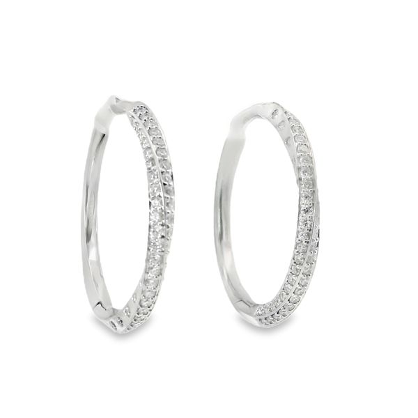 WHITE 14 KARAT MEDIUM HOOP DIAMOND HOOP EARRINGS Van Adams Jewelers Snellville, GA