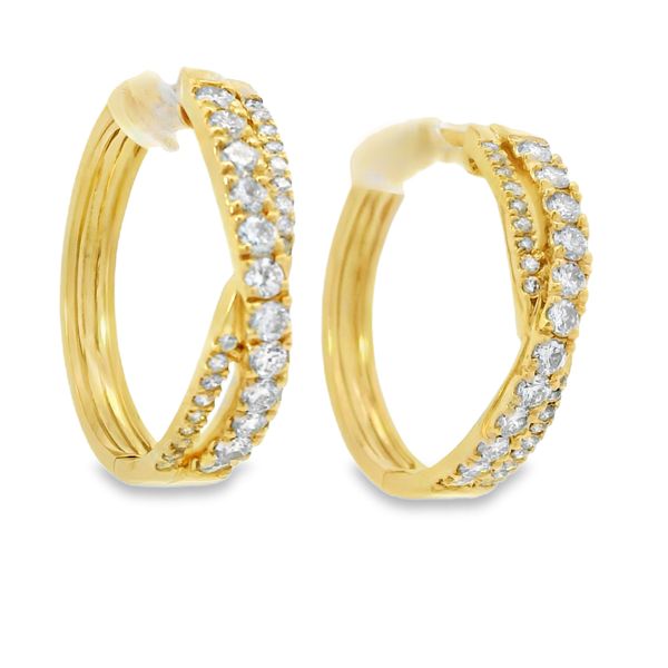 Crossover Diamond Hoop Earrings Image 2 Van Adams Jewelers Snellville, GA