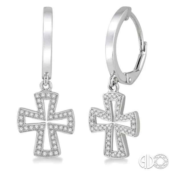 14K White Gold  Diamond Cross Earrings Van Adams Jewelers Snellville, GA