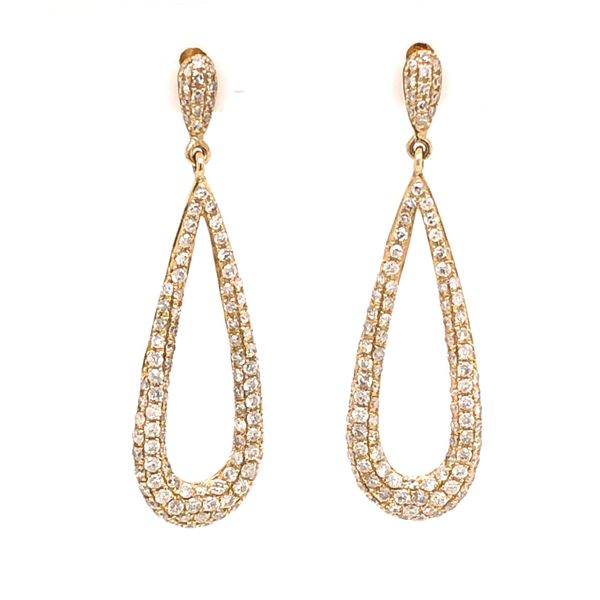 14K Yellow Gold Diamond Drop Earrings Van Adams Jewelers Snellville, GA