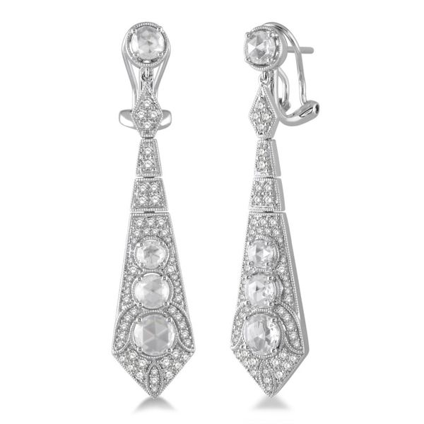 18K White Gold Fashion Earrings with Rose Cut Diamonds Van Adams Jewelers Snellville, GA
