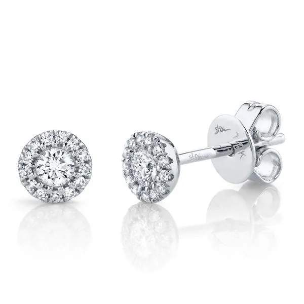 Shy Creation 14K White Gold Diamond Stud Earrings Van Adams Jewelers Snellville, GA